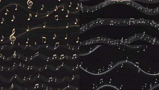 黑色背景音乐音符动态素材高清在线视频素材下载