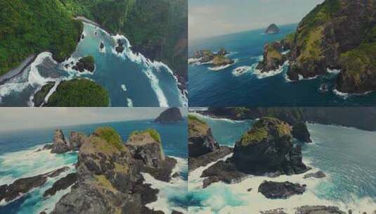 FPV穿越机无人机航拍大海森林海岛海浪蓝天高清在线视频素材下载