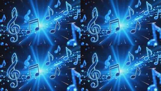 蓝色粒子音符跳动4K高清在线视频素材下载
