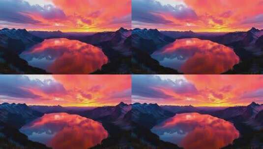 长白山天池夕阳彩霞4K高清在线视频素材下载