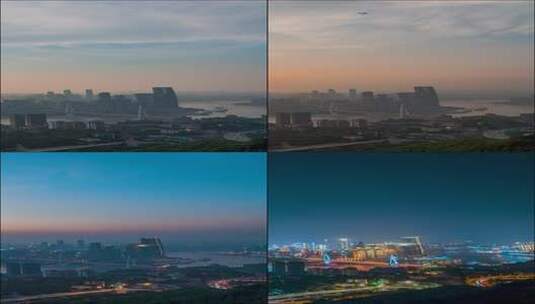 重庆日落_渝中半岛_来福士_长江_日转夜延时高清在线视频素材下载