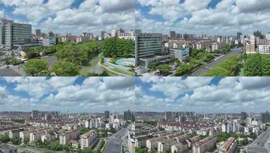 4K航拍昆山城市建筑风光大景高清在线视频素材下载