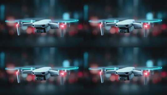 炫光智能无人机都市夜空科技巡航高清在线视频素材下载