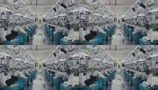纺织产业袜子生产车间自动化生产高清在线视频素材下载