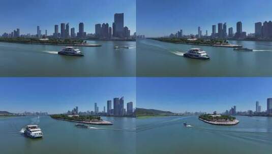 长沙橘子洲景区橘子洲大气航拍高清在线视频素材下载