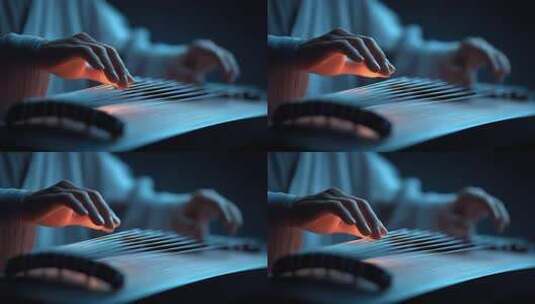 古筝演奏者指尖流淌出的古典韵味高清在线视频素材下载