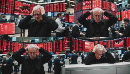 证券交易所内焦虑的男性投资者高清在线视频素材下载