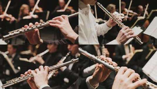 乐团演奏长笛特写素材高清在线视频素材下载