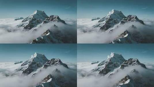 雪山之巅云海翻涌励志震撼史诗风光画面高清在线视频素材下载