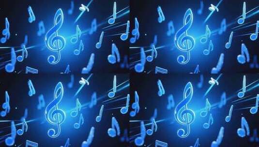 蓝色粒子音符跳动4K高清在线视频素材下载