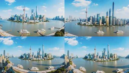 上海陆家嘴黄浦江畔城市风光高清在线视频素材下载