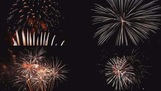 夜空中绽放的烟花新年春节过年烟花秀高清在线视频素材下载
