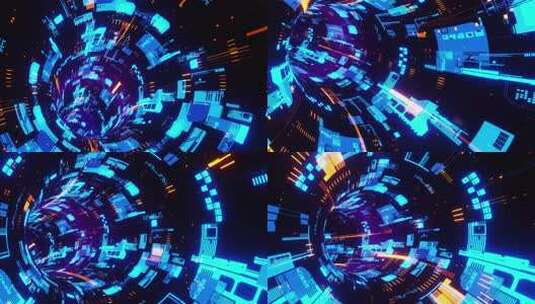 科技感3D虚拟隧道穿梭背景高清在线视频素材下载