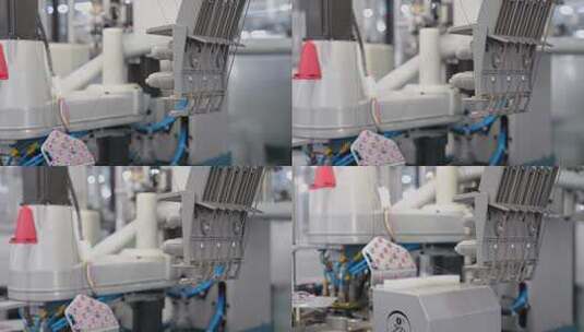 纺织产业袜子生产车间自动化生产高清在线视频素材下载