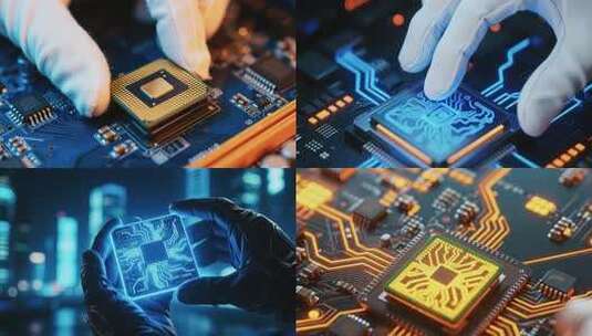 未来科技感计算机元件特写展示高清在线视频素材下载