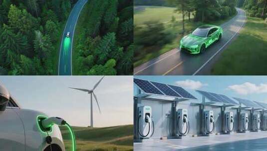 新能源电动汽车与绿色清洁能源高清在线视频素材下载