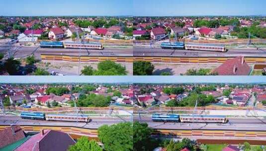 城镇铁路火车行驶素材高清在线视频素材下载