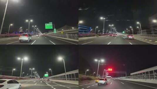 国庆沈海高速行车第一视角、夜晚高速公路高清在线视频素材下载