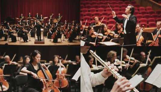 管弦乐团演出，指挥精准引领高清在线视频素材下载