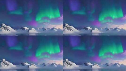 北极雪山极光自然风光高清在线视频素材下载