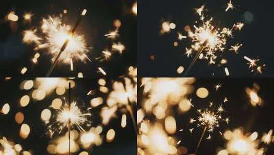 手持闪烁烟花棒特写高清在线视频素材下载