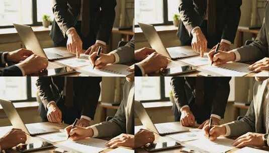 商业团队讨论数据分析办公场景视频高清在线视频素材下载