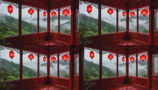中式阁楼雨后云海仙境唯美意境场景高清在线视频素材下载