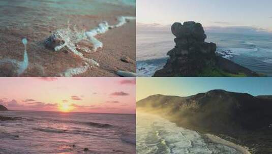 海边海浪 日出晚霞 海面夕阳高清在线视频素材下载