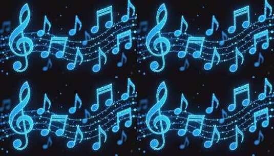蓝色粒子音符跳动4K高清在线视频素材下载