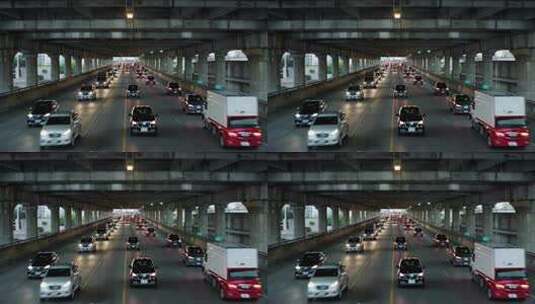 高架道路上行驶的车流高清在线视频素材下载