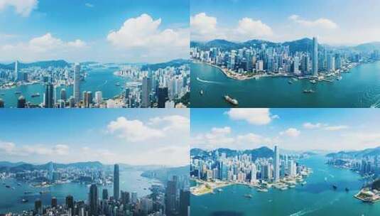 香港城市风光航拍全景高清在线视频素材下载