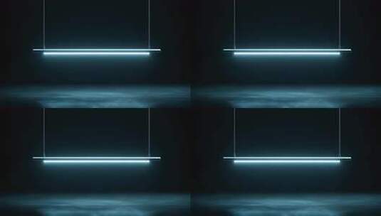 悬挂灯光照亮空旷深蓝空间高清在线视频素材下载