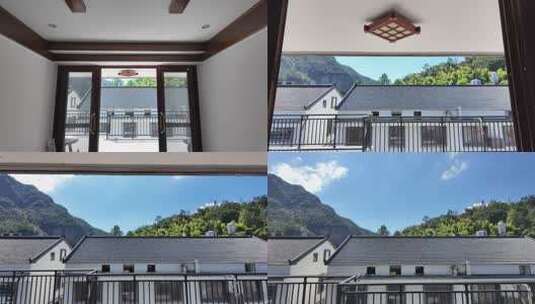 室内望向室外建筑门窗素材高清在线视频素材下载