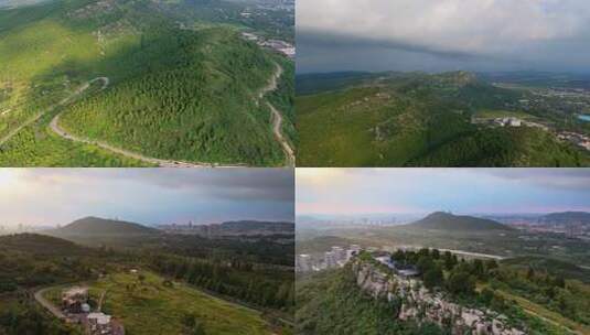 航拍枣庄凤凰绿道暴雨来临之前的风景高清在线视频素材下载