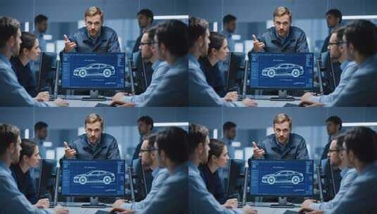 汽车设计团队会议场景高清在线视频素材下载