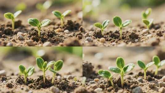 土壤中幼苗生长特写高清在线视频素材下载