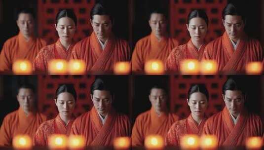 传统仪式中身着华服的祈福之人高清在线视频素材下载
