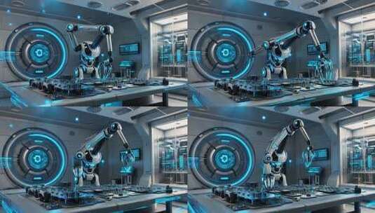 科技实验室机器人操作场景高清在线视频素材下载