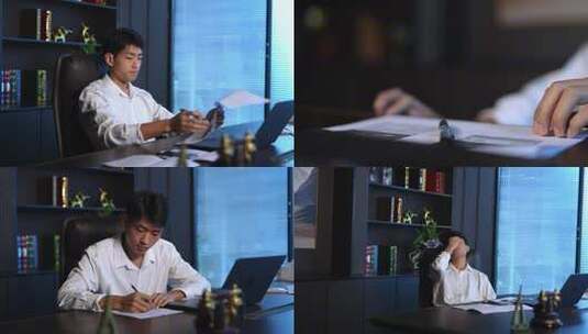 创业者加班写文案高清在线视频素材下载