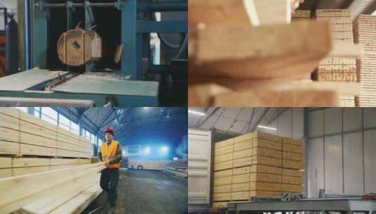 木材加工生产线工厂高清在线视频素材下载