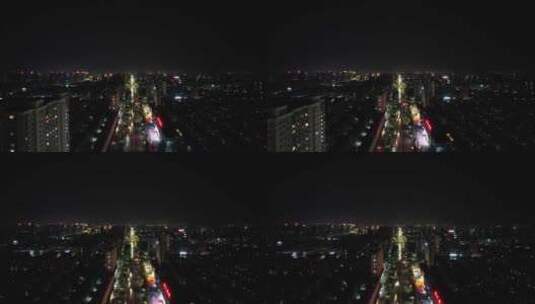 城市大道夜景交通车辆行驶航拍高清在线视频素材下载