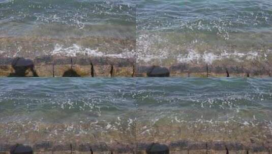 威海海源公园浪花拍打岸边高清在线视频素材下载