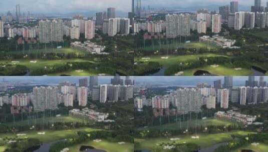 深圳沙河高尔夫航拍背景白石洲高清在线视频素材下载