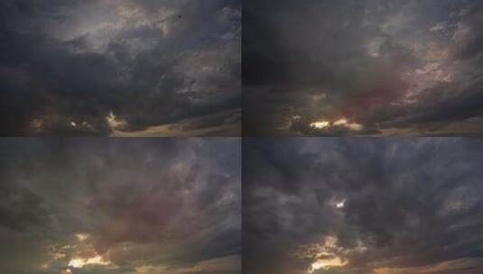 日落和乌云的延时高清在线视频素材下载