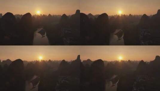 日落时分的桂林风光绝美的山河大地高清在线视频素材下载