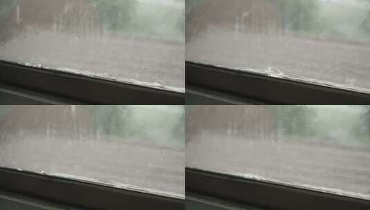 窗户窗外下雨电闪雷鸣倾盆大雨台风高清在线视频素材下载