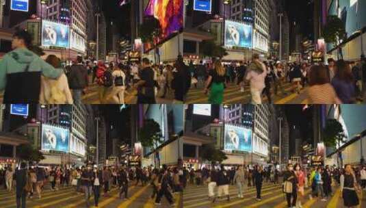 香港斑马线行人过马路红绿灯路口人行横道高清在线视频素材下载
