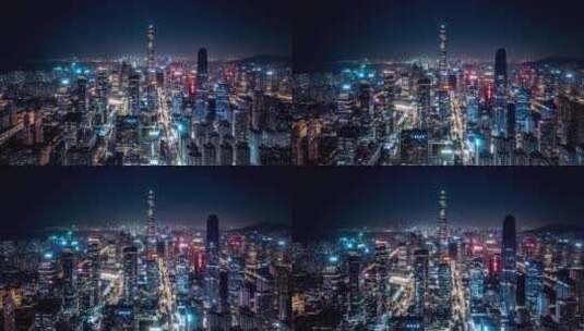 4K城市航拍深圳夜景灯火通明CBD高清在线视频素材下载