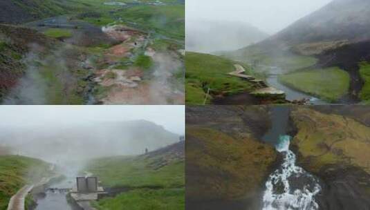4K山村河边晨雾流动高清在线视频素材下载