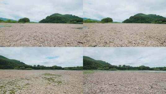 干枯的河床干旱枯水期河道漓江高清在线视频素材下载